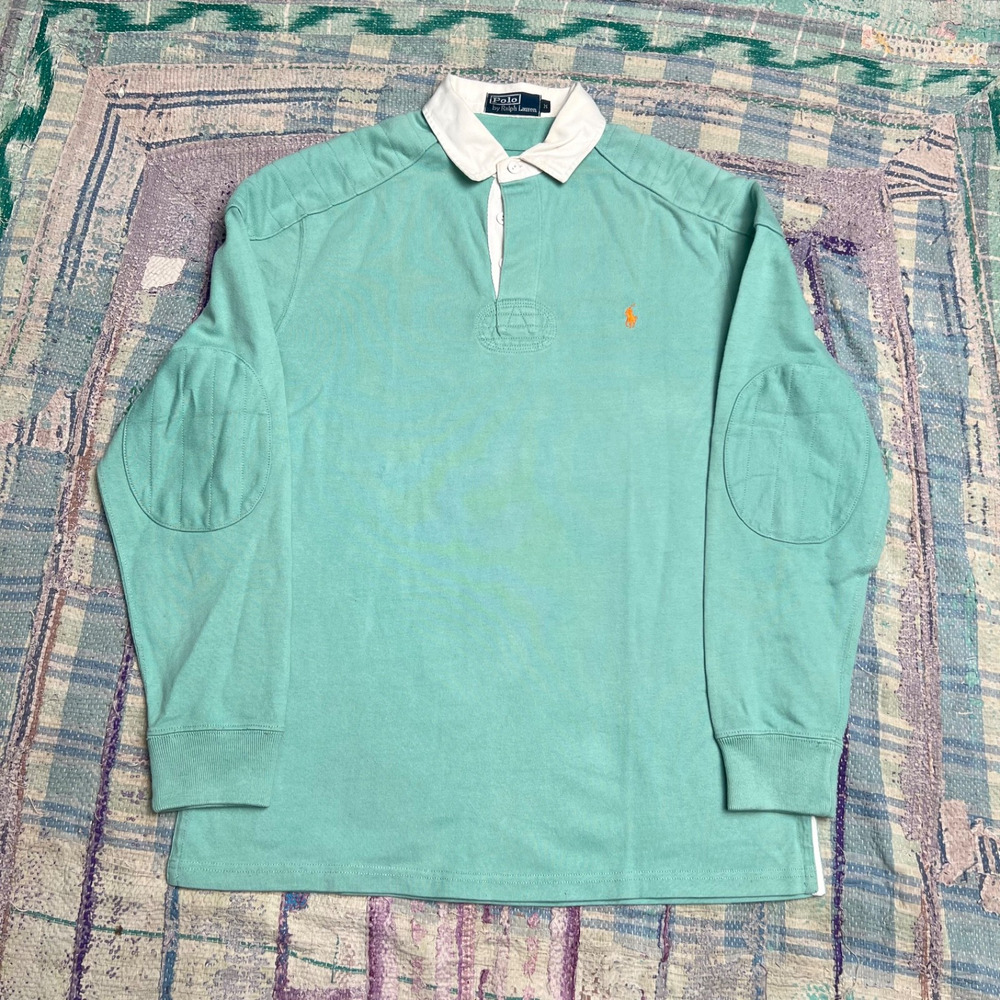 Vintage Polo Ralph Lauren Turquoise Rugby Long Sleeve Size M READ
